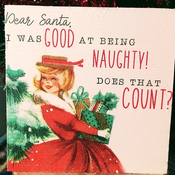 Hand Crafted Retro Style Christmas Dear Santa Mini Wood Sign/Tiered Tray Decor - Picture 4 of 5